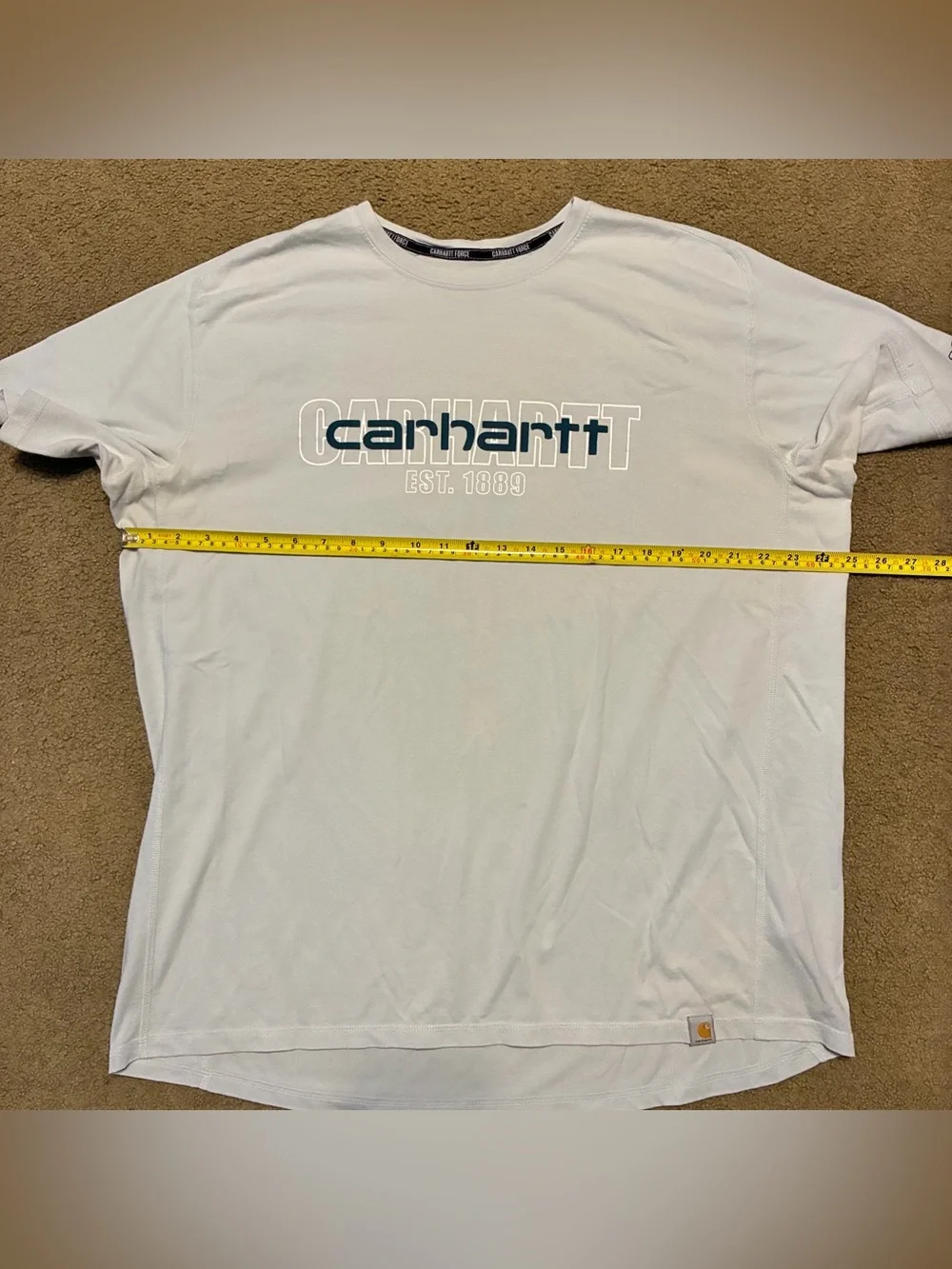 Carhartt Force Relaxed T-Shirt Size XL Workwear New Hype Mirrored Text Blue Top